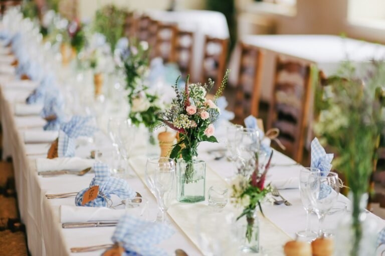 Elegant wedding reception table setting in Dallas