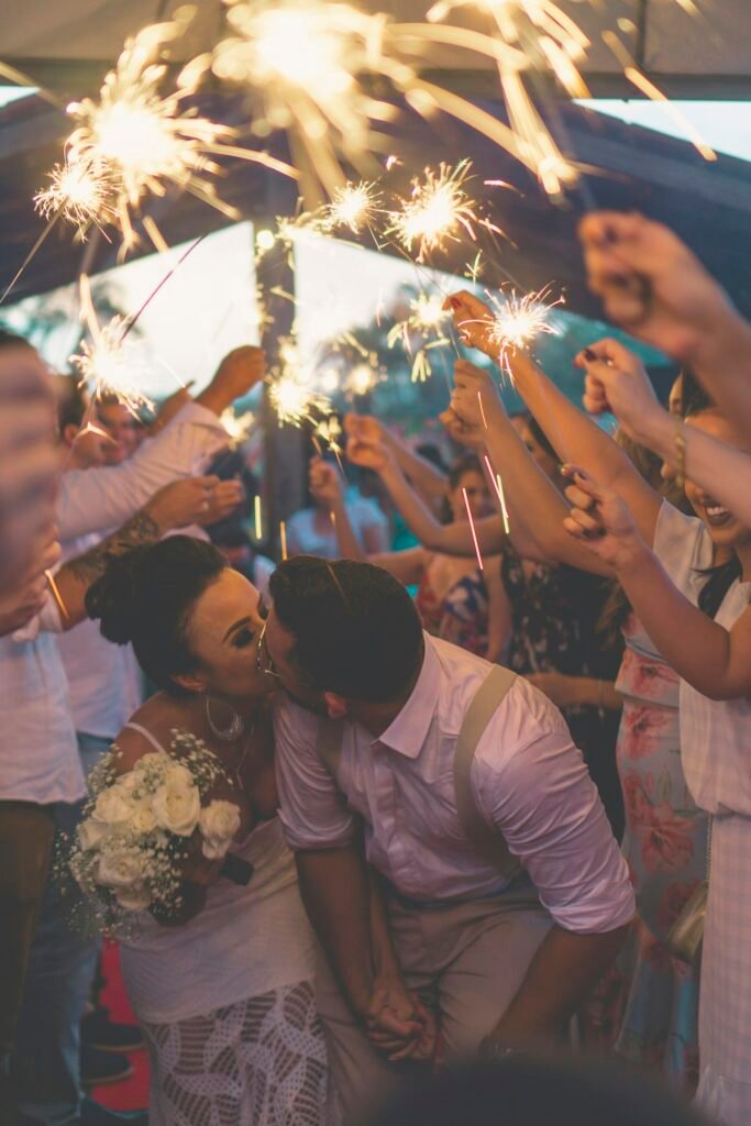 Wedding sparkler exit captured in North Dallas